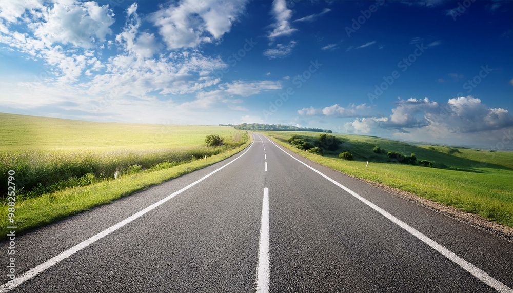 Summer blue sky and straight road Summer blue sky and straight road