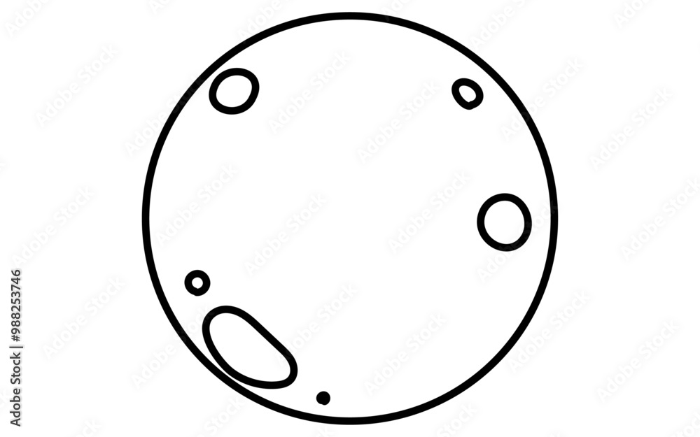 月のシンプルな白黒線画、アイソメイラスト 月のシンプルな白黒線画、アイソメイラスト