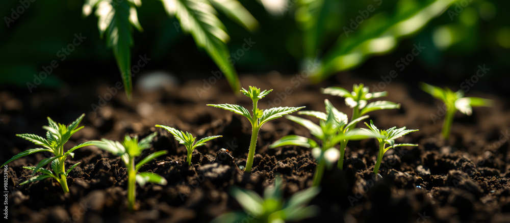 Cannabis Seedlings Growing in Soil Cannabis Seedlings Growing in Soil