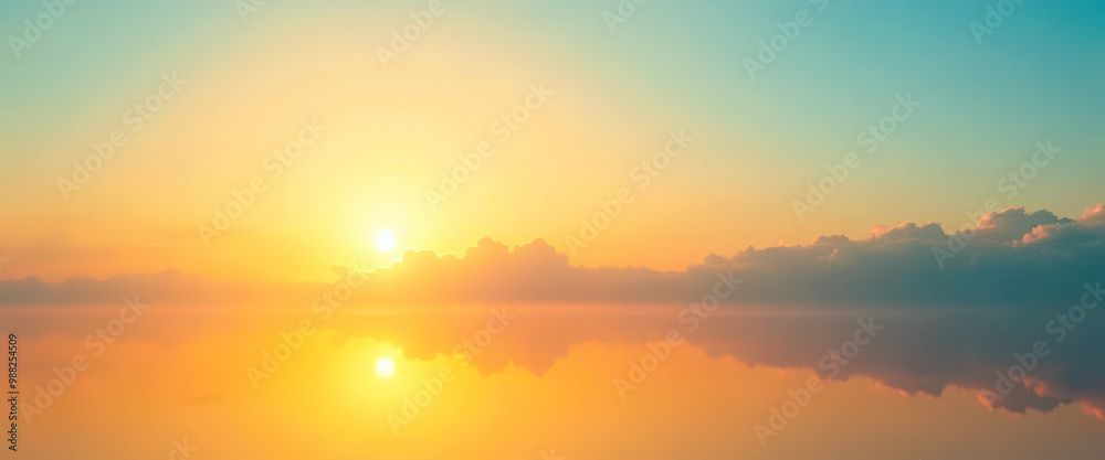 Fototapeta premium Golden Sunset Reflected in Calm Water