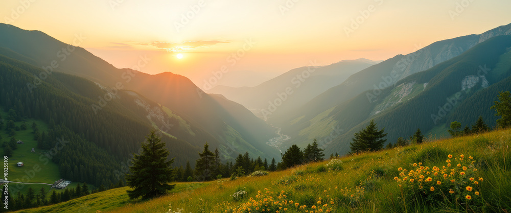 Fototapeta premium Mountain Valley Sunset