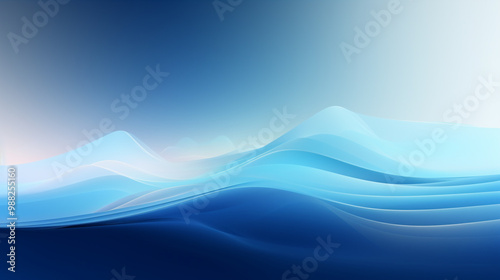 abstract blue landscape mountains illustration scenery desktop wallpaper background, Calm cloudscape horizon with blue sky gradients.