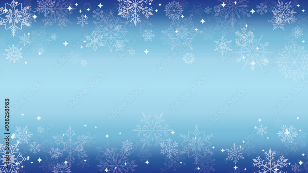 雪の結晶が美しい背景用ベクターイラスト(青系グラデーション) 雪の結晶が美しい背景用ベクターイラスト(青系グラデーション)