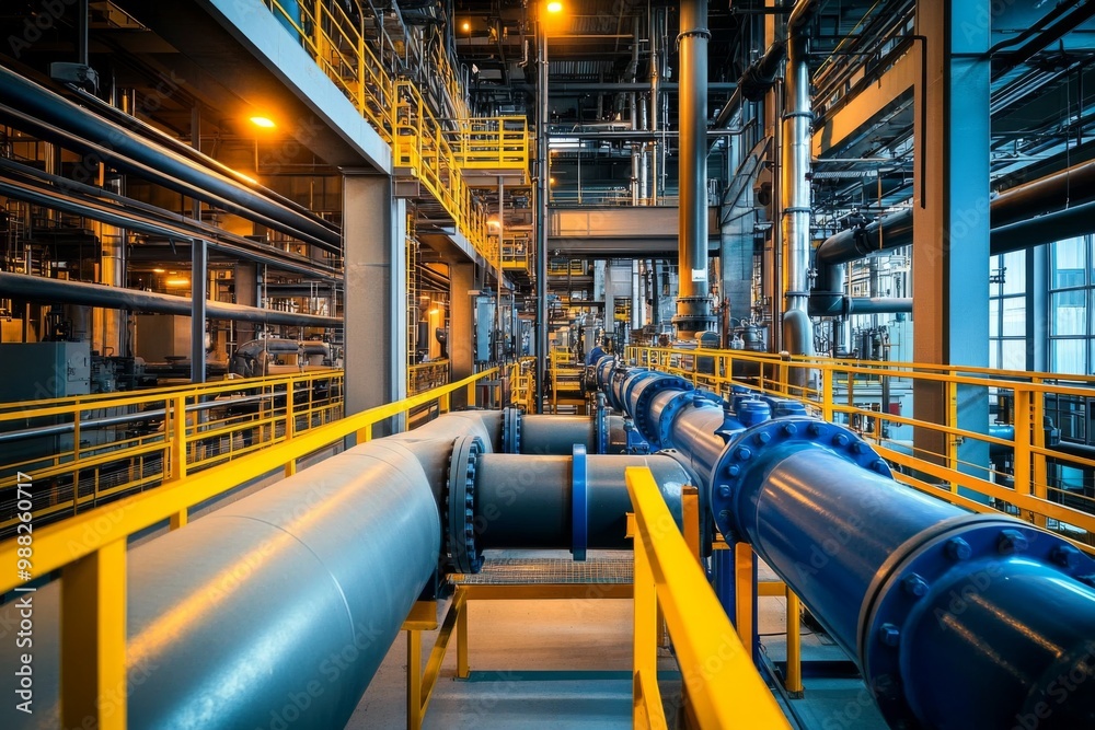 Large industrial space multiple pipes valves is filled chemical industry plant, factory Large industrial space multiple pipes valves is filled chemical industry plant, factory