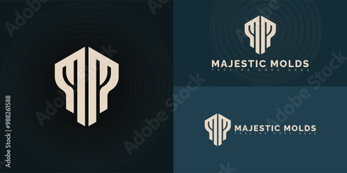 Modern vector initial letter M or MM logo in gold color isolated on multiple background colors. The logo is suitable for pottery business logo design inspiration templates.