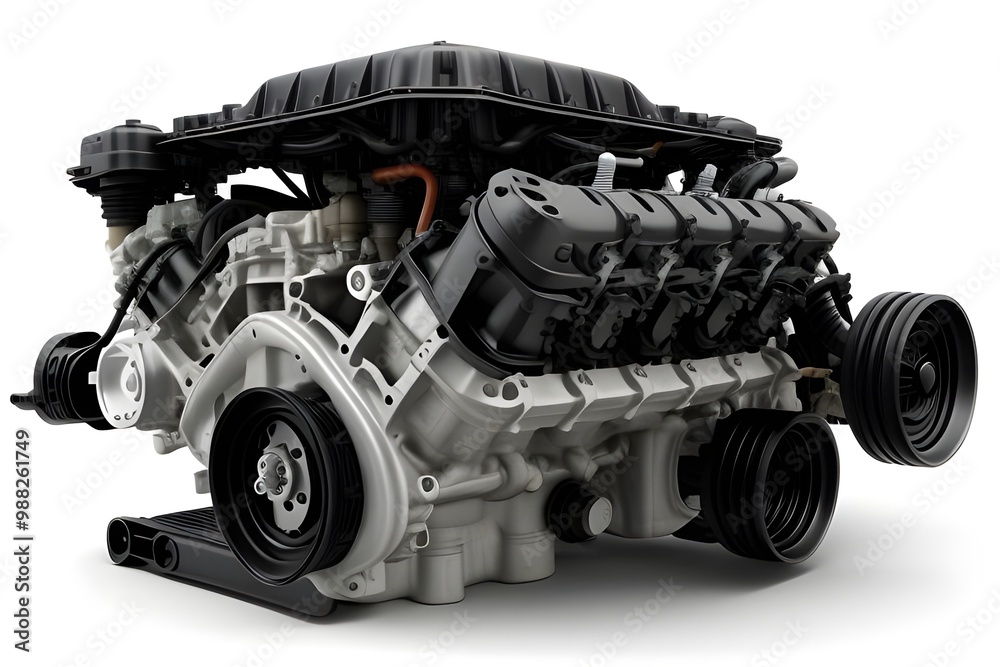 Isolated Car Engine Block Close-up Isolated Car Engine Block Close-up