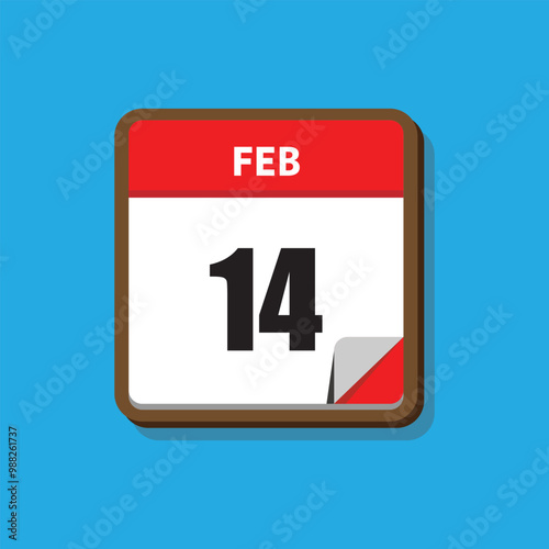 calender icon, 14 february icon with blue background