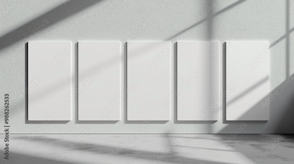 A set of posters mock-up displayed against a blank, minimalistic background A set of posters mock-up displayed against a blank, minimalistic background