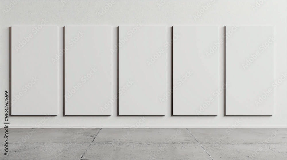 A set of posters mock-up displayed against a blank, minimalistic background A set of posters mock-up displayed against a blank, minimalistic background
