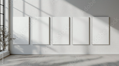 A set of posters mock-up displayed against a blank, minimalistic background