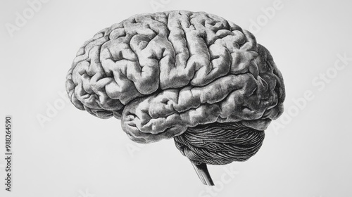 Abstract brain background. Photocopy stippled style with collage elements of brain photo