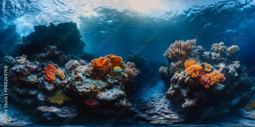 Fototapeta premium Underwater photograph coral reef located ocean surrounded world 8K v6