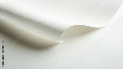  single sheet of white paper with a subtle crease or fold, placed on a clean, bright background. 