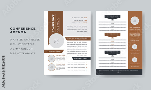 Creative Business Conference Agenda or program Conference flyer template