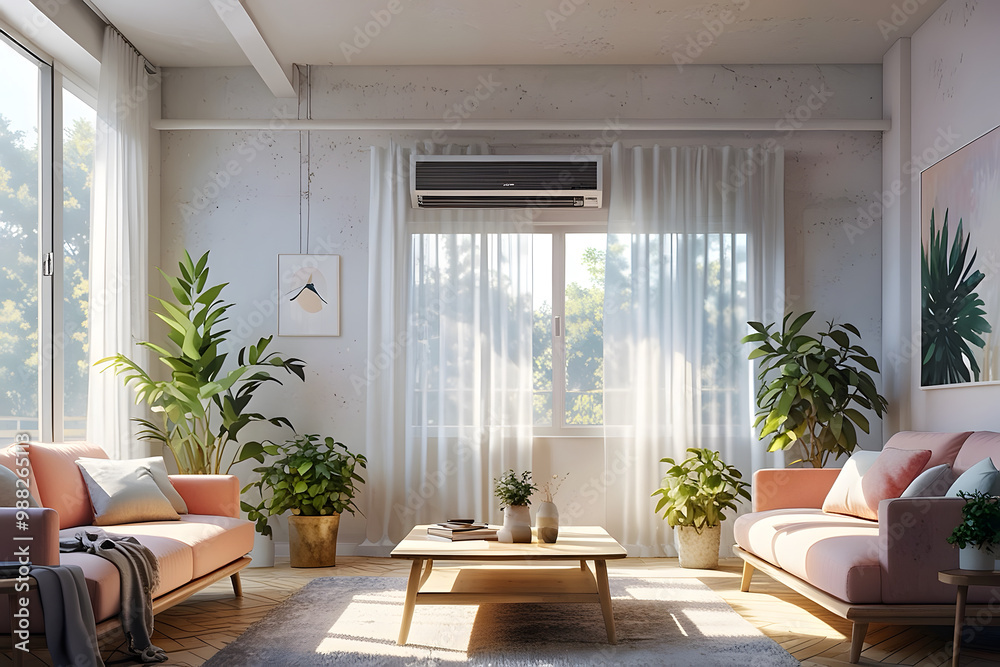 Fototapeta premium An air conditioning unit blowing out cool air into a room