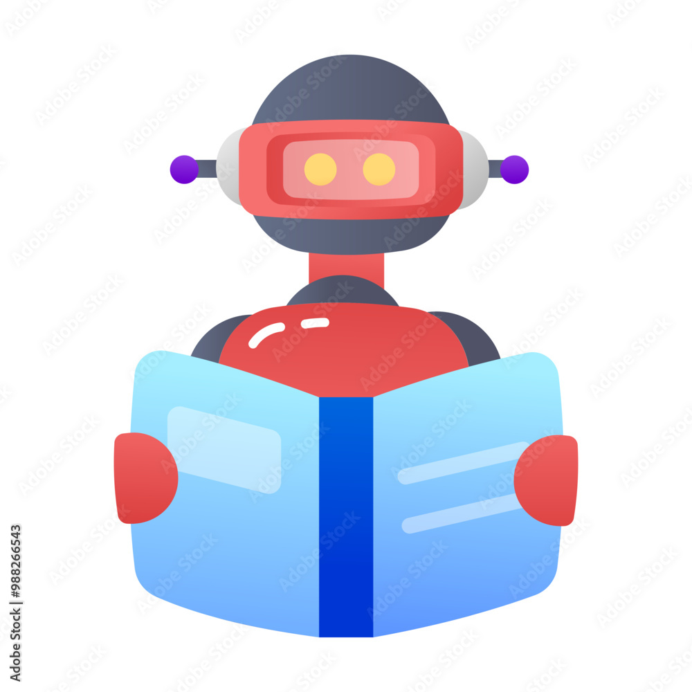 A flat icon of educational robot A flat icon of educational robot