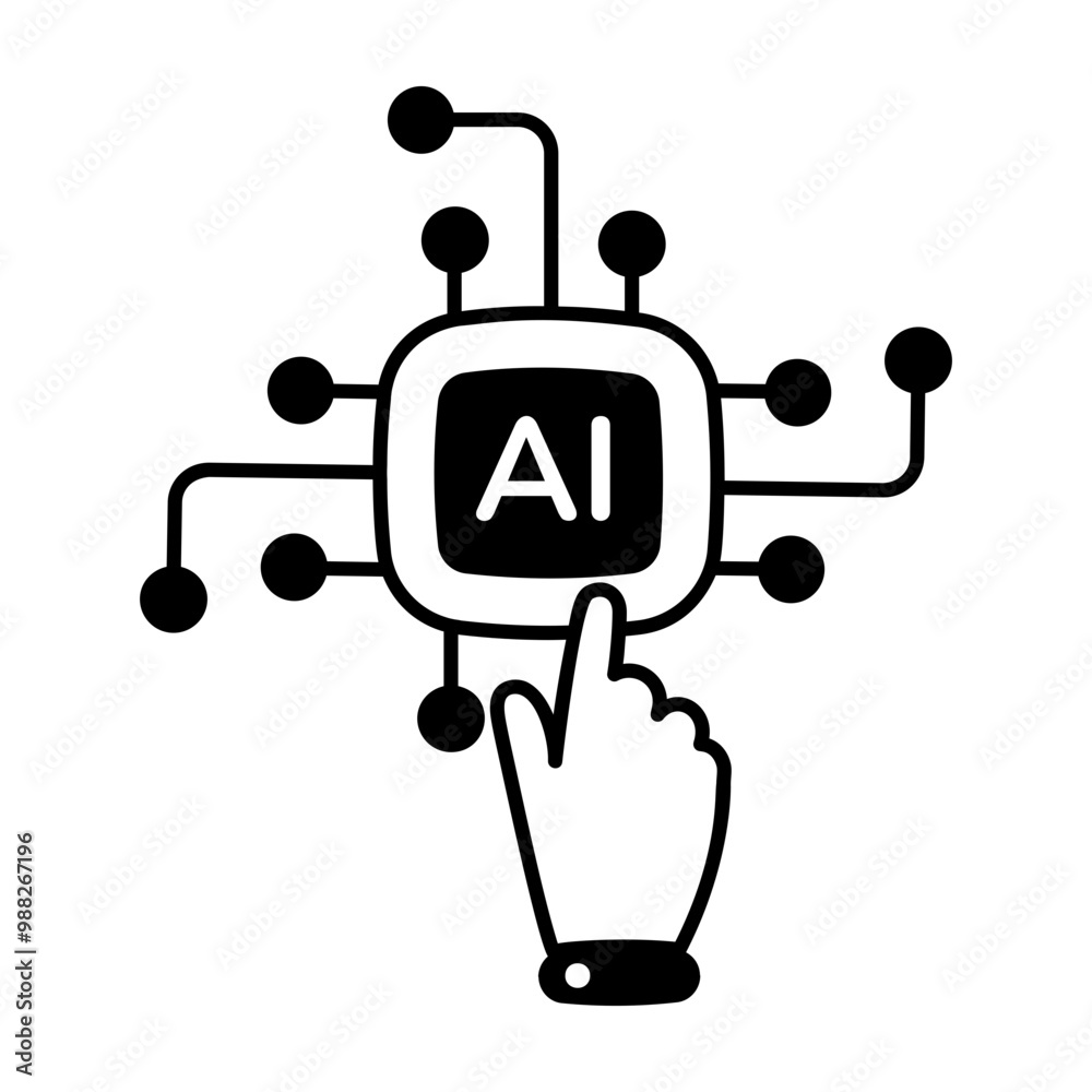An icon of ai touch in glyph style An icon of ai touch in glyph style