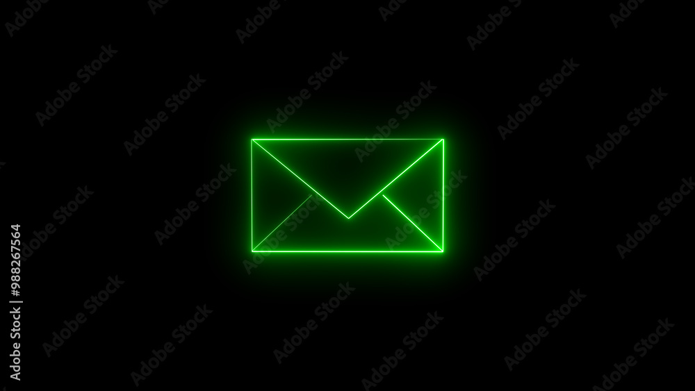 Abstract neon green color shine mailbox icon animation. Glowing Neon Effect Mail Icon. Abstract neon green color shine mailbox icon animation. Glowing Neon Effect Mail Icon.