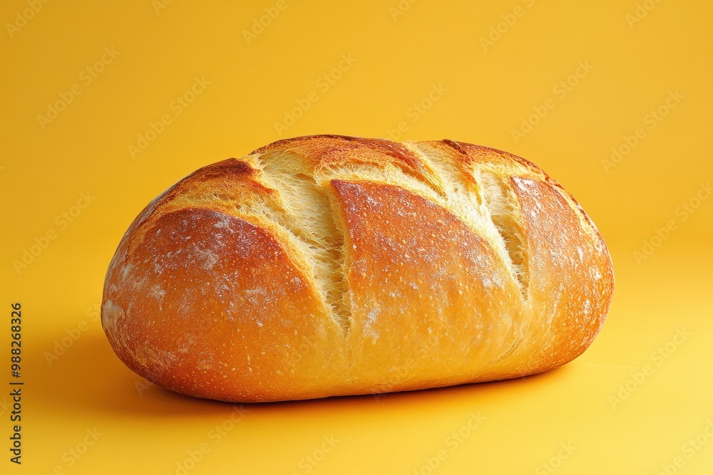 Homemade Bread on Solid Colored Backgrounds, Vibrant Food Photography Homemade Bread on Solid Colored Backgrounds, Vibrant Food Photography
