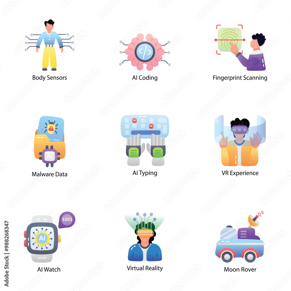 Pack of Artificial Intelligence Flat Icons
Pack of Artificial Intelligence Flat Icons
