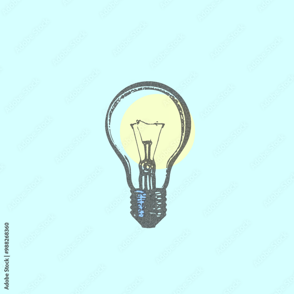 Vector illustration in the style a photocopy, with a light bulb on a blue background. Vector illustration in the style a photocopy, with a light bulb on a blue background.
