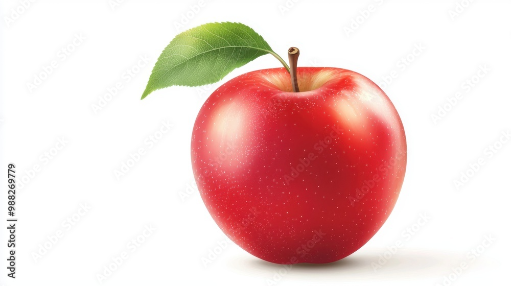 A vibrant red apple with a fresh green leaf, perfect for highlighting health, nature, and delicious snack options. A vibrant red apple with a fresh green leaf, perfect for highlighting health, nature, and delicious snack options.