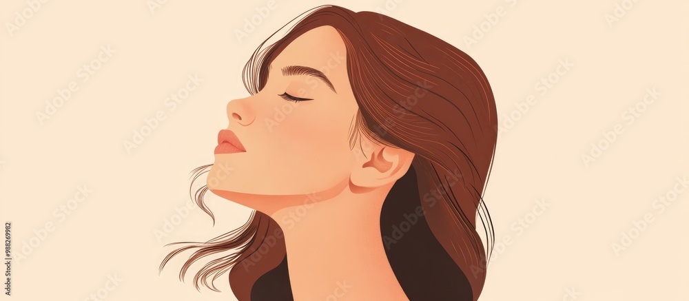 Illustration of a woman with brown hair set against a minimalistic background Illustration of a woman with brown hair set against a minimalistic background
