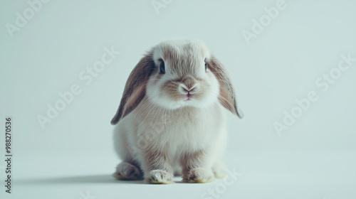 Cute fluffy rabbit sitting calmly, showcasing its adorable features and gentle expression, perfect for animal lovers and pet projects.