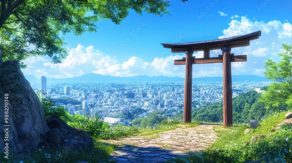 Japanese Anime Landscape with Scenic Mountains, Cherry Blossoms, and Sunset Sky - Fantasy Art Background Japanese Anime Landscape with Scenic Mountains, Cherry Blossoms, and Sunset Sky - Fantasy Art Background
