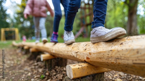 Wallpaper Mural Balance Beam: A slender beam elevated above the ground, providing children with an opportunity to enhance their balance and coordination while having fun.
 Torontodigital.ca