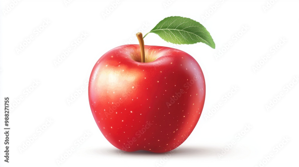 Vibrant red apple with a green leaf, symbolizing freshness and health. Perfect for nutrition, food, and nature themes. Vibrant red apple with a green leaf, symbolizing freshness and health. Perfect for nutrition, food, and nature themes.