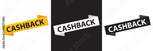 Cashback icon set. Cashback loyalty program. Money refund label. Return money service for partner program. Bonus cash back icon.  isolated on white and black background. EPS 10