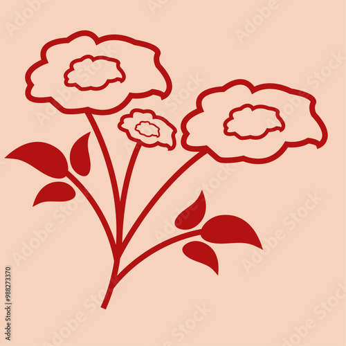 Collection of spring colorful flower elements vector. Hand drawn blossom illustration for.Vector Beautiful Flowers Set.