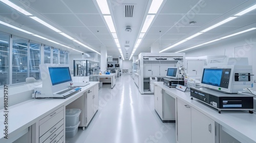 Intricate Plum Lab: Unveiling a sophisticated biotech lab where genetic engineering experts meticulously conduct research and experiments