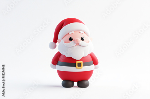 A 3D cartoon Santa isolated on a white background