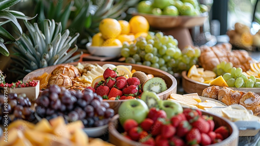 Complimentary Breakfast Buffet: A delicious spread of fresh fruits, pastries, eggs, and hot beverages available in the hotel dining area, often included with your room.
