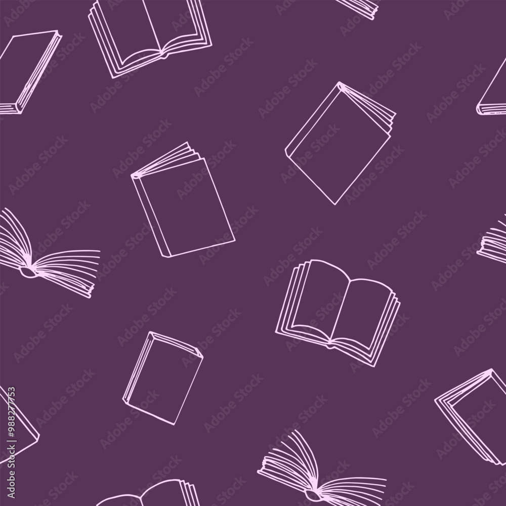 books seamless pattern. hand drawn doodle style. vector, minimalism, monochrome. reading, education, bookstore, science books seamless pattern. hand drawn doodle style. vector, minimalism, monochrome. reading, education, bookstore, science
