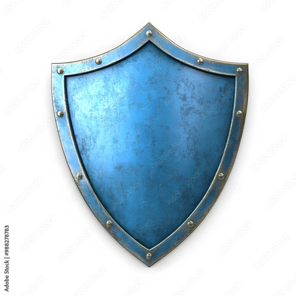 Shield depicting protection. shield 3d icon. Protection, defense and security concept symbol: blue shield on isolated on white background Shield depicting protection. shield 3d icon. Protection, defense and security concept symbol: blue shield on isolated on white background
