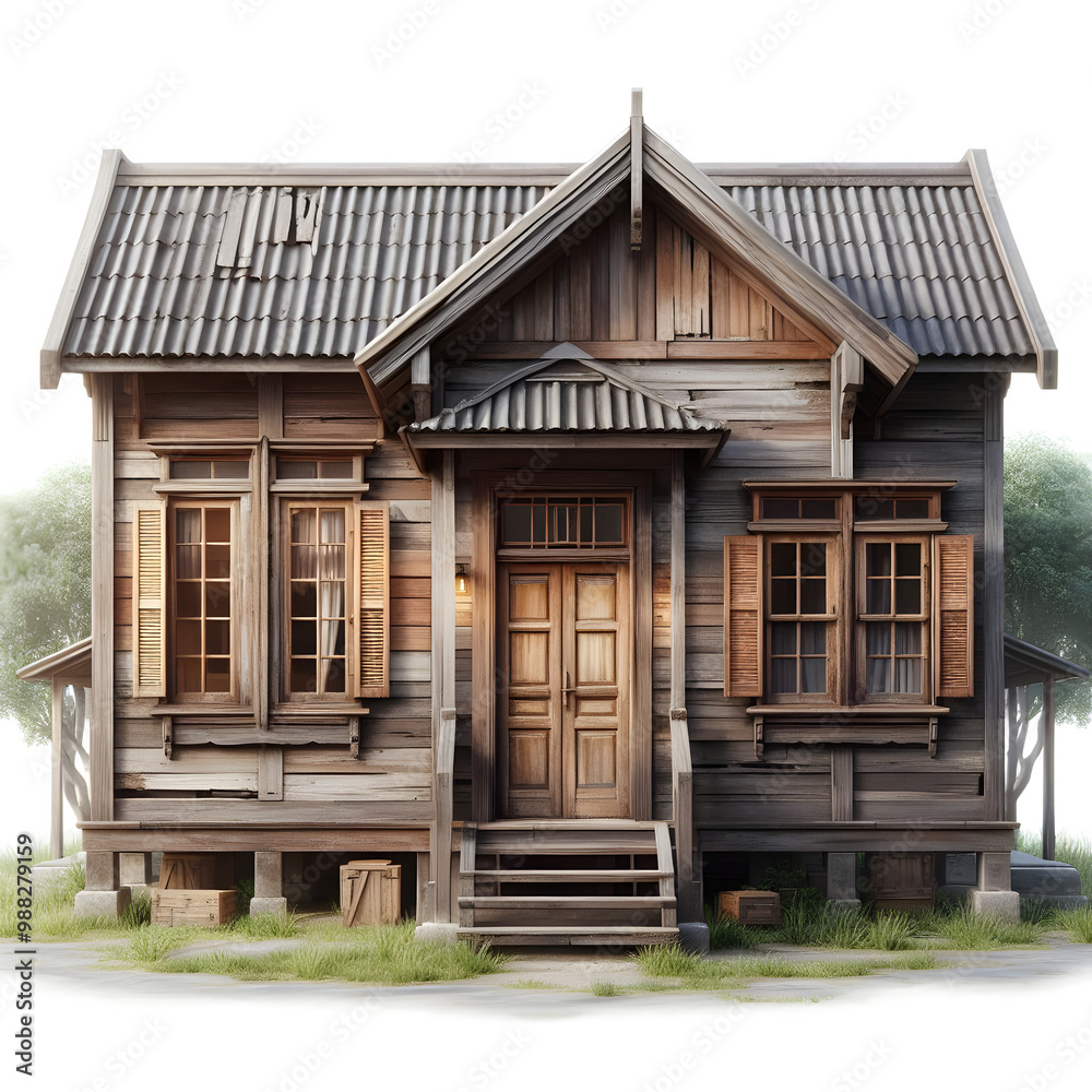 Old traditional wooden door and window house . AI Generated. Old traditional wooden door and window house . AI Generated.