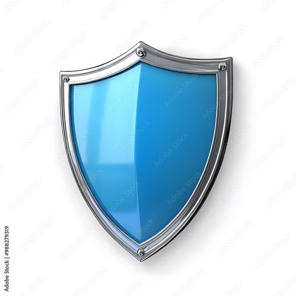 custom made wallpaper toronto digitalShield depicting protection. shield 3d icon. Protection, defense and security concept symbol: blue shield on isolated on white background