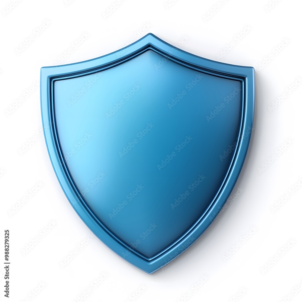 Shield depicting protection. shield 3d icon. Protection, defense and security concept symbol: blue shield on isolated on white background Shield depicting protection. shield 3d icon. Protection, defense and security concept symbol: blue shield on isolated on white background