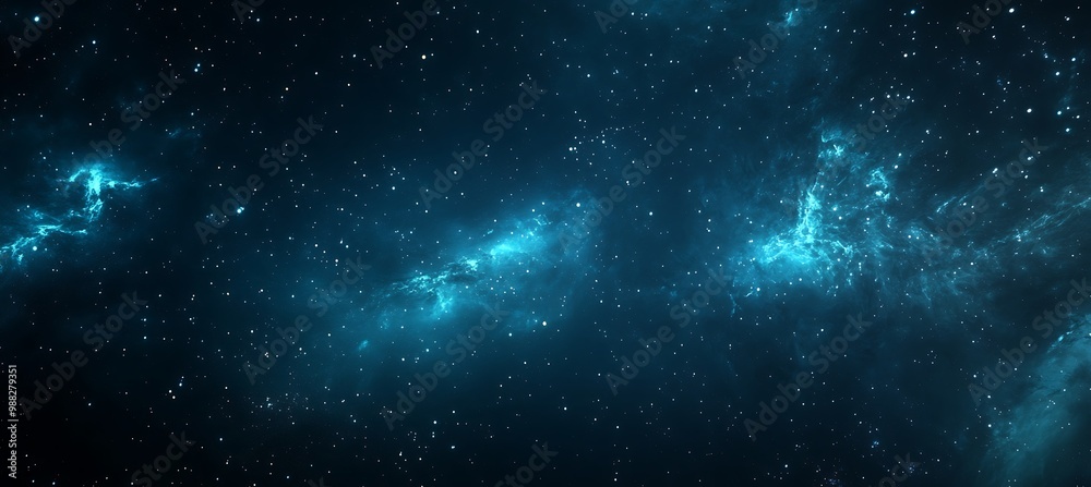 Fototapeta premium A dark, cosmic void background with distant stars and a large text space