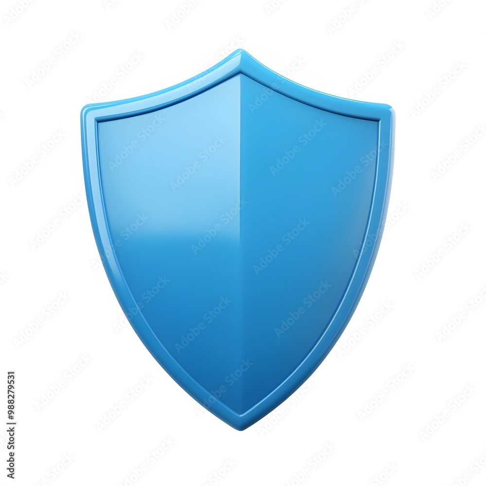 Shield depicting protection. shield 3d icon. Protection, defense and security concept symbol: blue shield on isolated on white background Shield depicting protection. shield 3d icon. Protection, defense and security concept symbol: blue shield on isolated on white background