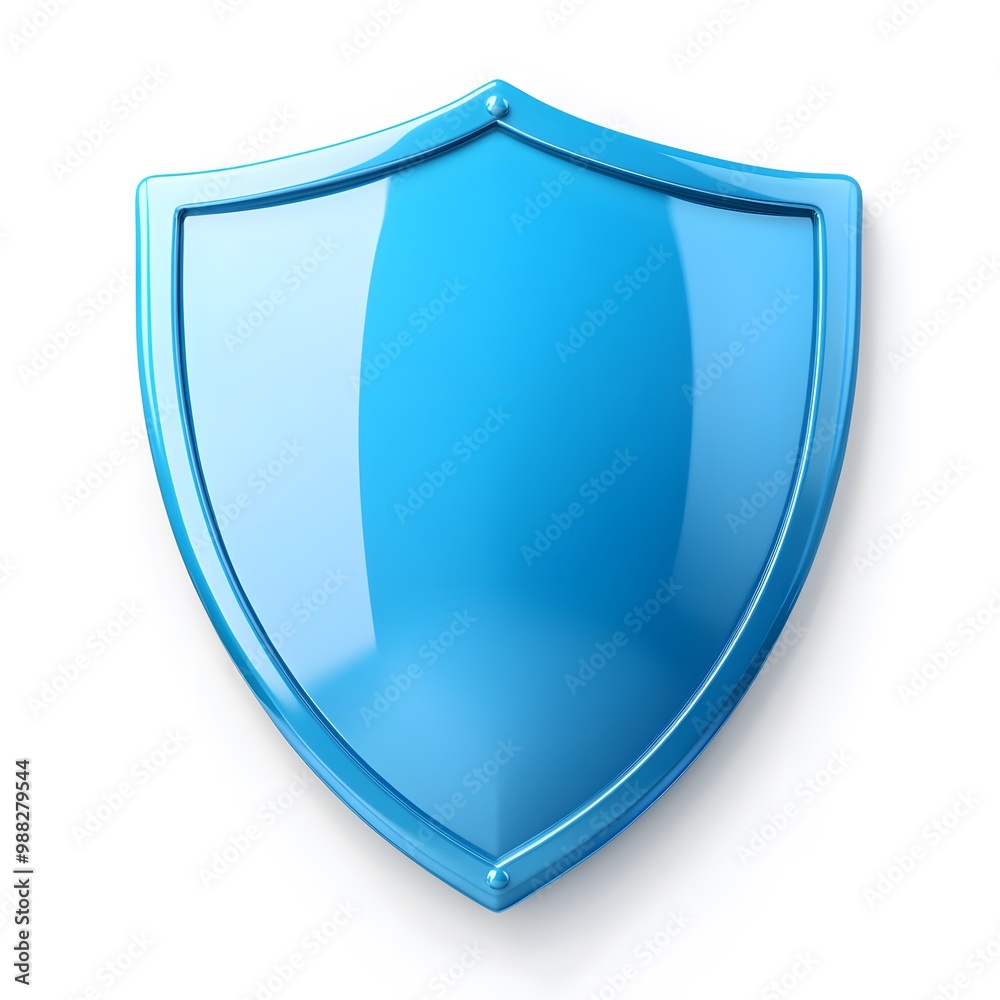 Shield depicting protection. shield 3d icon. Protection, defense and security concept symbol: blue shield on isolated on white background Shield depicting protection. shield 3d icon. Protection, defense and security concept symbol: blue shield on isolated on white background
