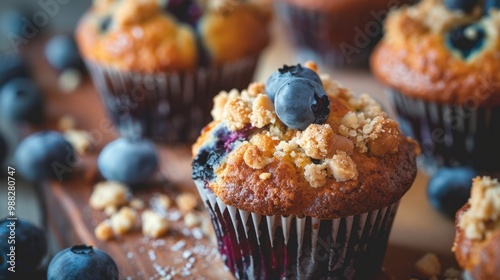 Muffins: Delicious, tender cakes that are moist and flavorful, available in options like blueberry, chocolate chip, or banana nut, often topped with a crumble.
