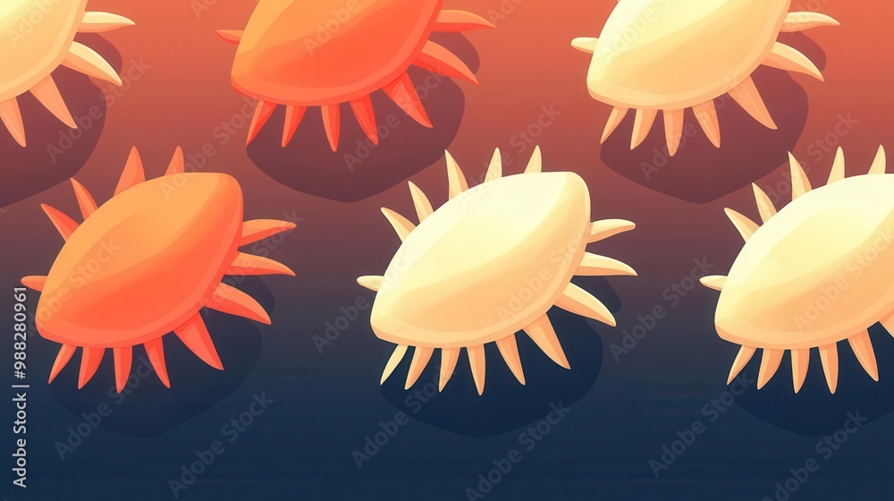Obraz premium Dust mites causing allergy, microscopic view, flat design illustration