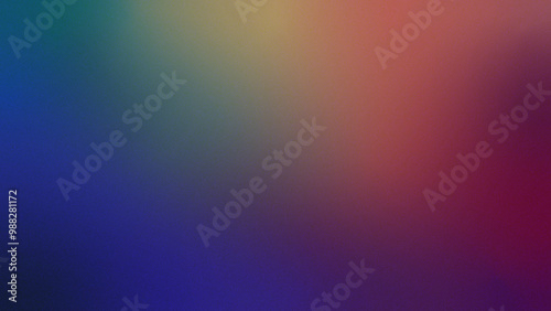 Abstract mesh gradient background in multicolor with a dark, grainy noise texture backdrop.
