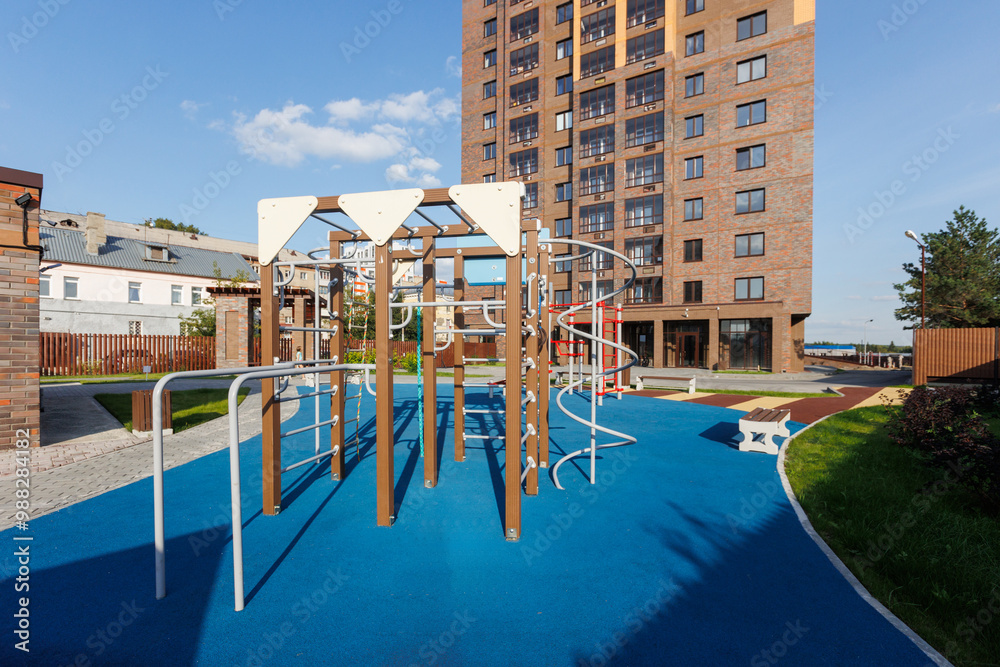 Naklejka premium children's playground on the territory of an apartment building