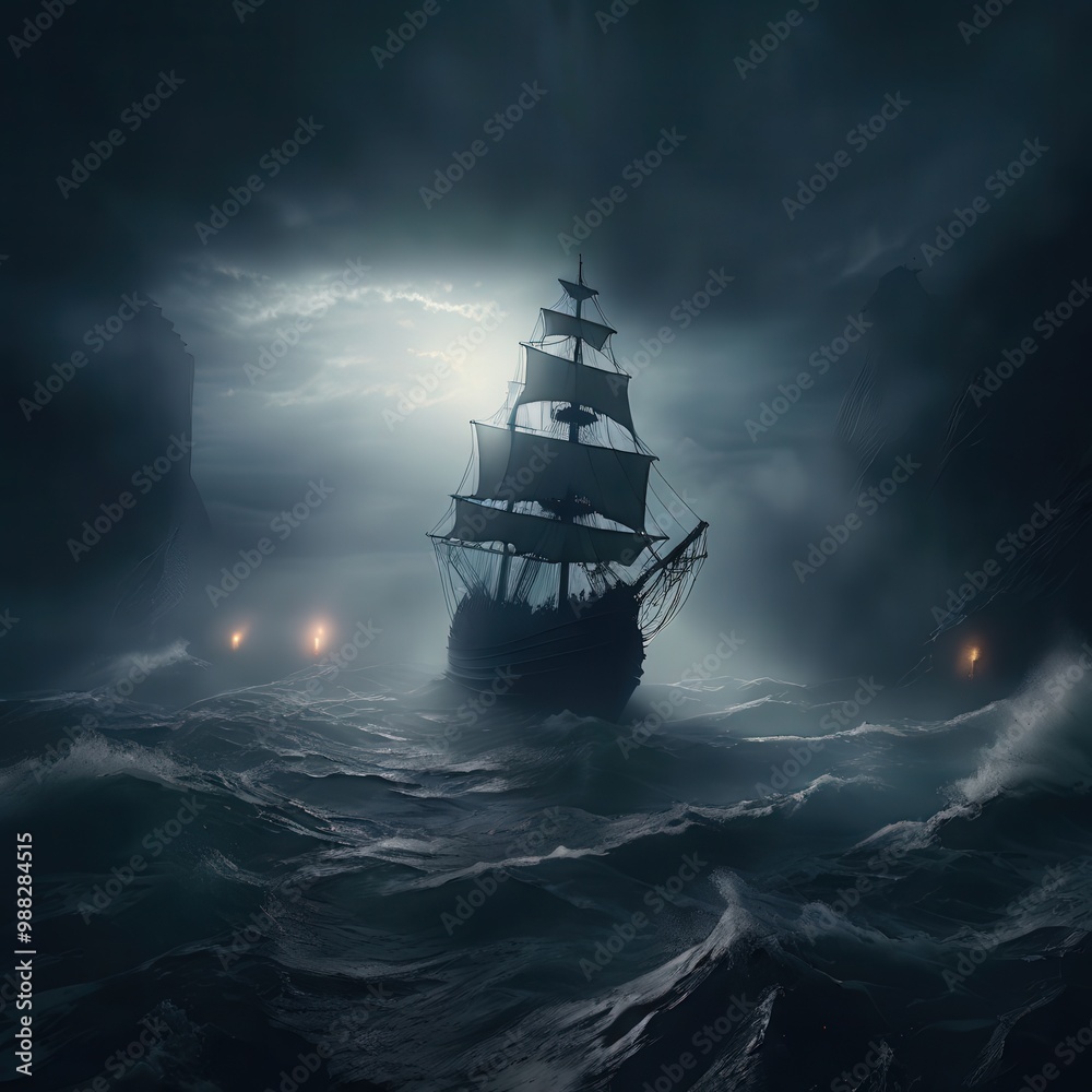Obraz premium the AI Image Generator, ship in the sea