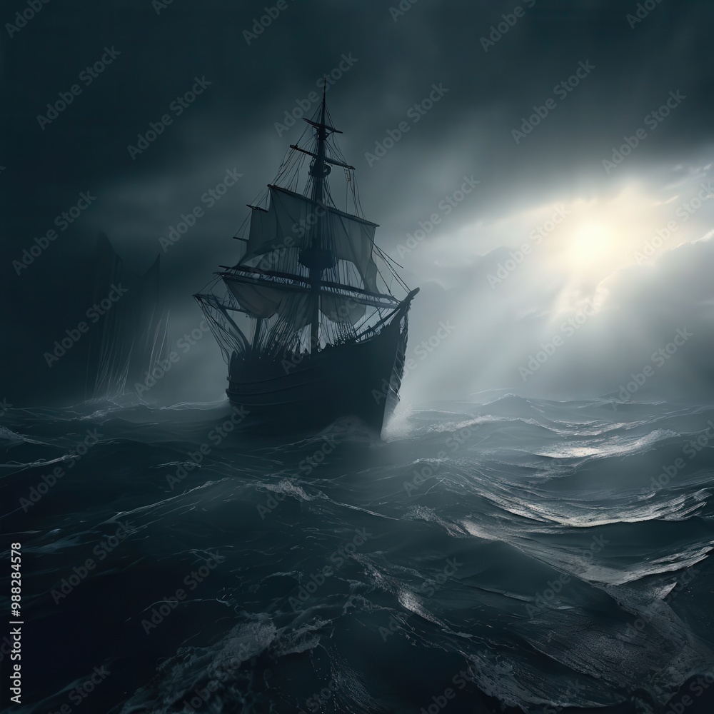 Obraz premium the AI Image Generator, ship in the sea